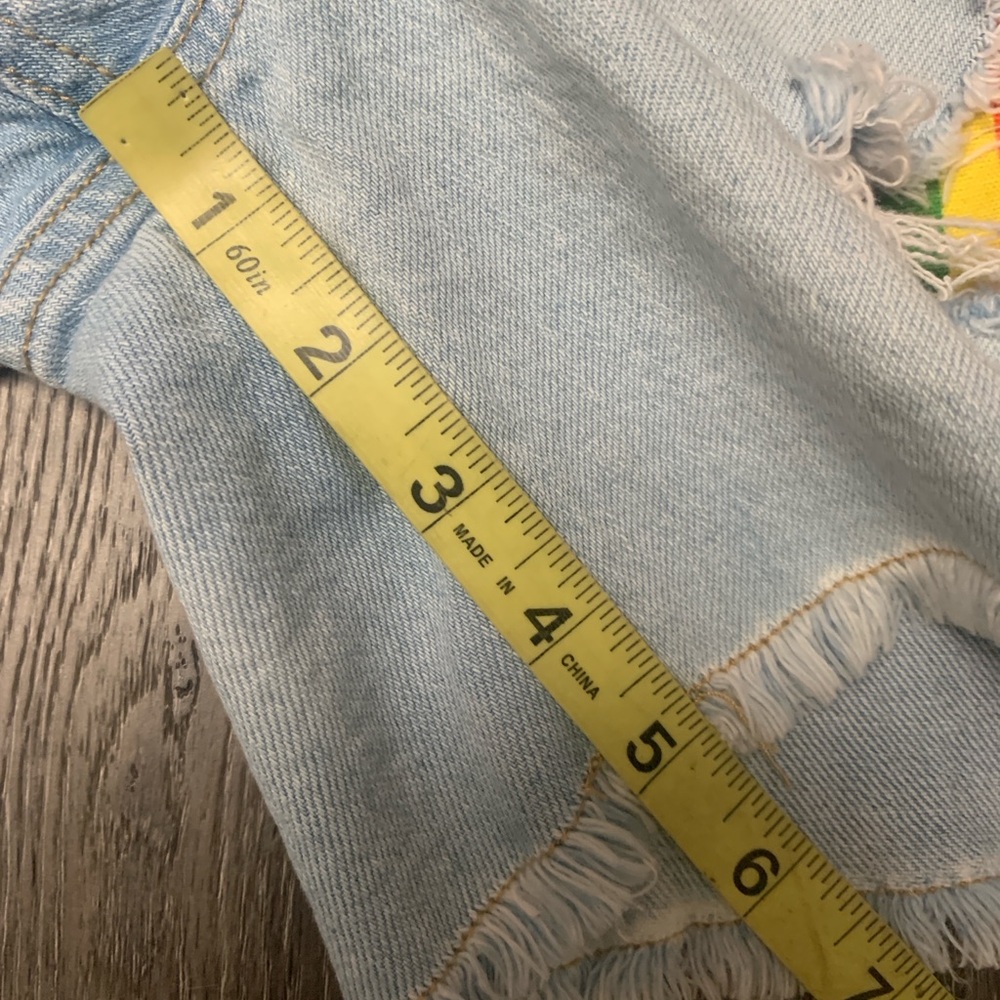 Pride Shortalls Target Denim Rainbow Stripes Light Wash Raw Hem Adult Medium - Picture 11 of 11
